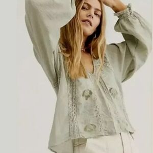 FREE PEOPLE -  Sivan Embroidered Blouse, Size Medium